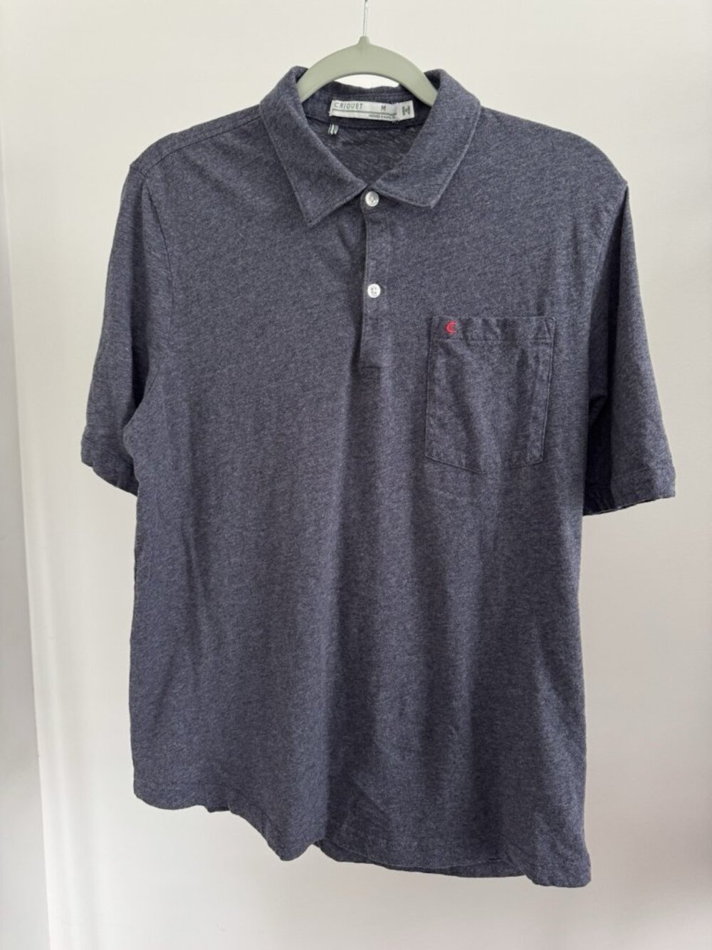 Criquet Golf Polo Men's Medium Navy Blue Pocket Organic Cotton
